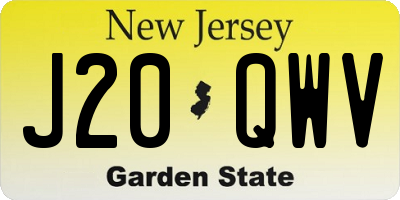 NJ license plate J20QWV