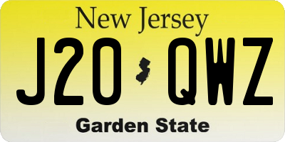 NJ license plate J20QWZ