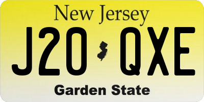 NJ license plate J20QXE