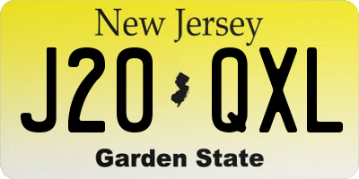 NJ license plate J20QXL