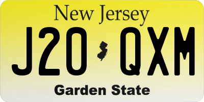 NJ license plate J20QXM