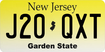 NJ license plate J20QXT