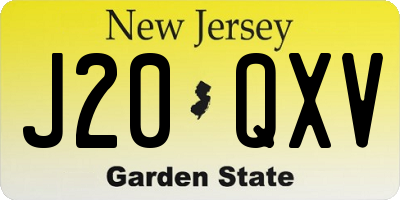NJ license plate J20QXV