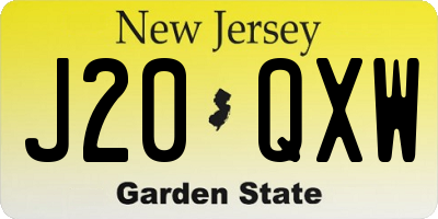 NJ license plate J20QXW