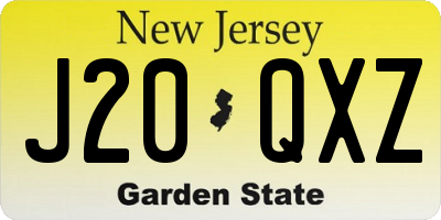 NJ license plate J20QXZ