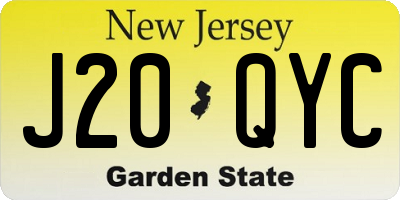 NJ license plate J20QYC