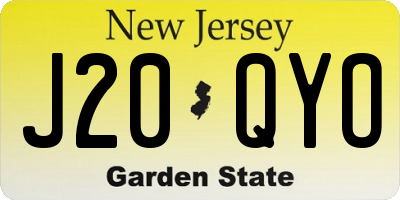 NJ license plate J20QYO