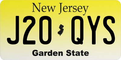 NJ license plate J20QYS