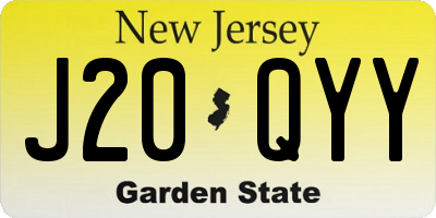 NJ license plate J20QYY