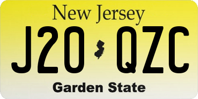 NJ license plate J20QZC