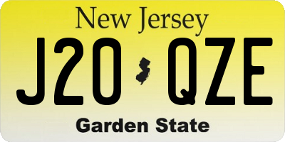 NJ license plate J20QZE