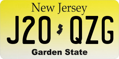 NJ license plate J20QZG