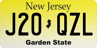NJ license plate J20QZL