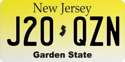 NJ license plate J20QZN