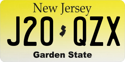 NJ license plate J20QZX