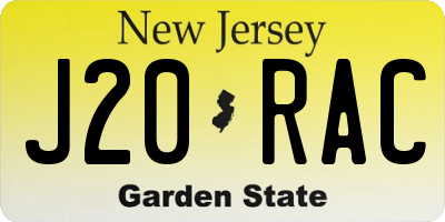 NJ license plate J20RAC