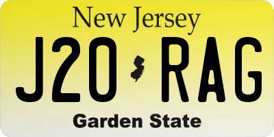 NJ license plate J20RAG