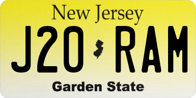 NJ license plate J20RAM