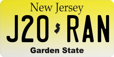 NJ license plate J20RAN