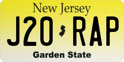 NJ license plate J20RAP