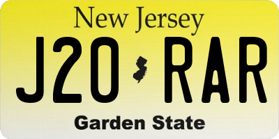 NJ license plate J20RAR