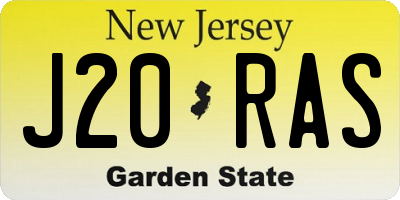 NJ license plate J20RAS