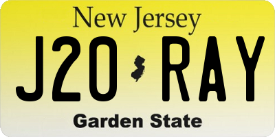 NJ license plate J20RAY