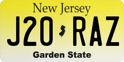 NJ license plate J20RAZ