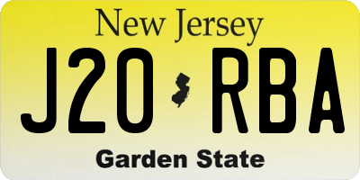 NJ license plate J20RBA