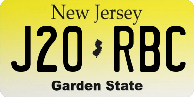 NJ license plate J20RBC