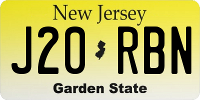 NJ license plate J20RBN