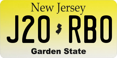 NJ license plate J20RBO