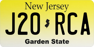 NJ license plate J20RCA