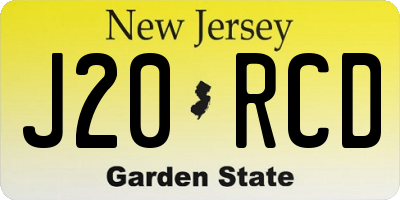 NJ license plate J20RCD