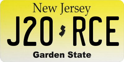 NJ license plate J20RCE