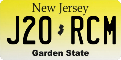 NJ license plate J20RCM