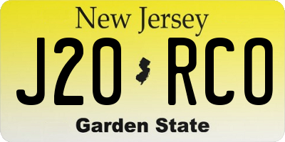 NJ license plate J20RCO