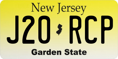 NJ license plate J20RCP