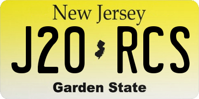 NJ license plate J20RCS