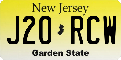 NJ license plate J20RCW