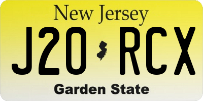 NJ license plate J20RCX