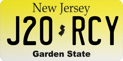 NJ license plate J20RCY