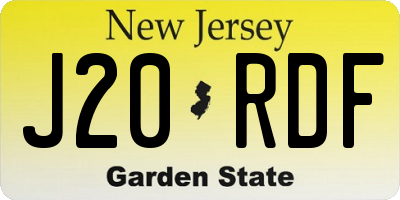 NJ license plate J20RDF