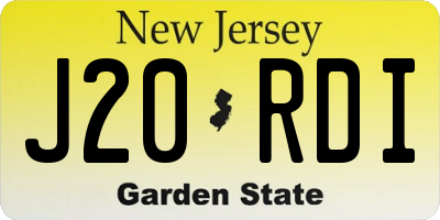 NJ license plate J20RDI