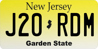 NJ license plate J20RDM