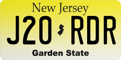 NJ license plate J20RDR