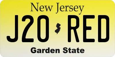 NJ license plate J20RED