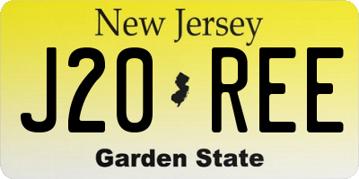 NJ license plate J20REE