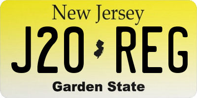 NJ license plate J20REG