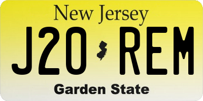 NJ license plate J20REM